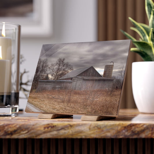 U R There Photography Church Road Grey I Rustic Farmhouse Decorative Ceramic Tile