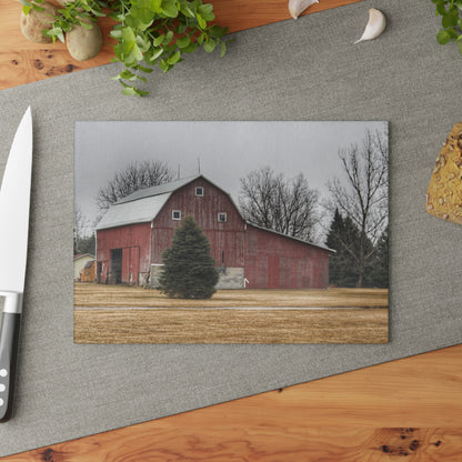 U R There Photography Daley Road Red I Rustic Farmhouse Tempered-Glass Cutting Board