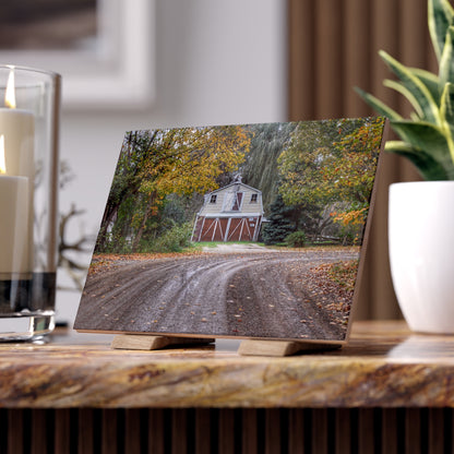 U R There Photography Barn at the Bend Rustic Farmhouse Decorative Ceramic Tile