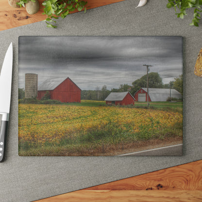 U R There Photography Kingston Road Trio II Rustic Farmhouse Tempered-Glass Cutting Board