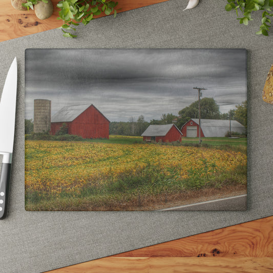 U R There Photography Kingston Road Trio II Rustic Farmhouse Tempered-Glass Cutting Board