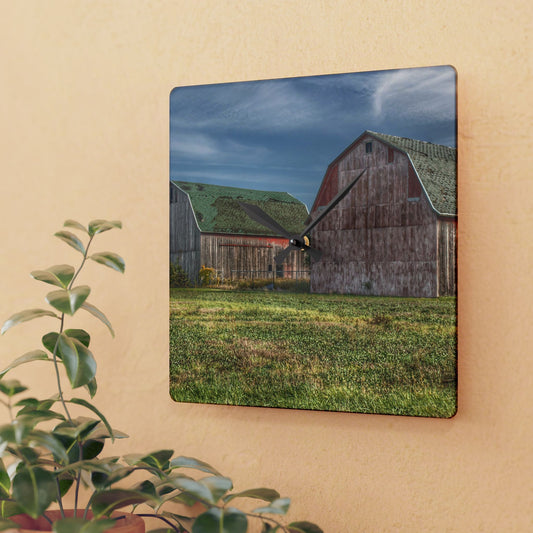 U R There Photography Vassar Twin Reds Rustic Farmhouse Acrylic Analog Wall Clock