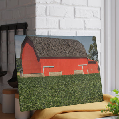 U R There Photography Elba Red I Rustic Farmhouse Tempered-Glass Cutting Board