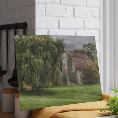 U R There Photography McDowell Road Grey Rustic Farmhouse Tempered-Glass Cutting Board
