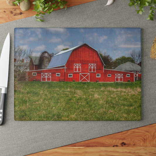 U R There Photography Delano Road Reds I Rustic Farmhouse Tempered-Glass Cutting Board