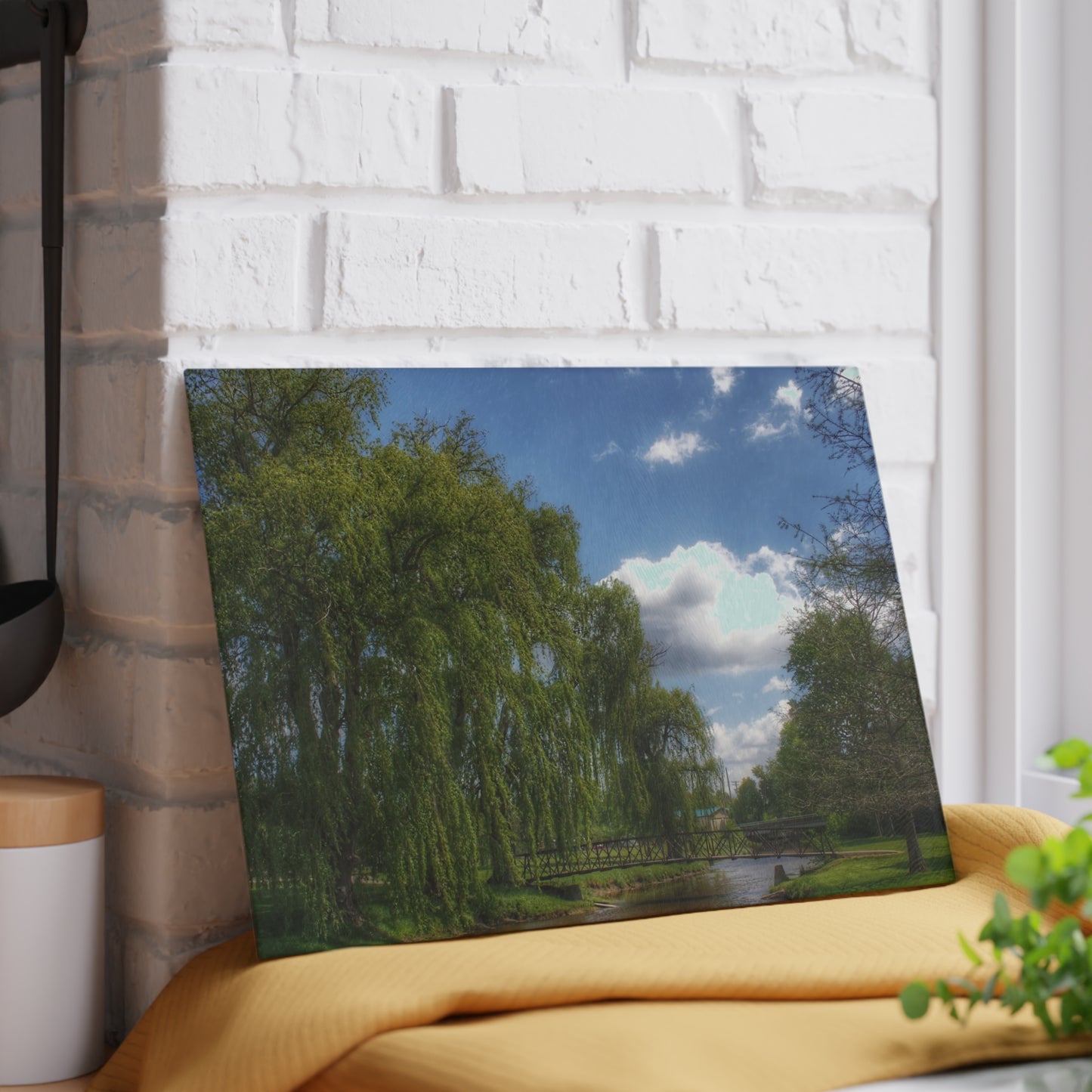 U R There Photography Cramton Park Bridge in Lapeer I Rustic Farmhouse Tempered-Glass Cutting Board
