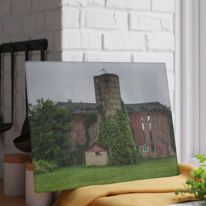 U R There Photography Imlay City Road Red I Rustic Farmhouse Tempered-Glass Cutting Board