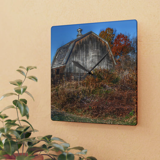 U R There Photography Vassar Road Hidden Grey II Rustic Farmhouse Acrylic Analog Wall Clock