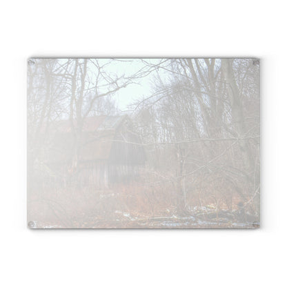 U R There Photography West Barnes Lake Hidden Red Rustic Farmhouse Tempered-Glass Cutting Board