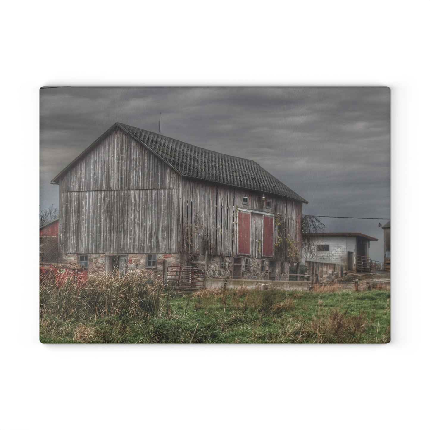 U R There Photography Swaffer Road Grey Rustic Farmhouse Tempered-Glass Cutting Board