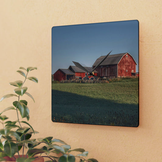 Rustic Farmhouse Wall Clock featuring Across the Field in Millington