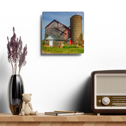 U R There Photography Marlette Red III Rustic Farmhouse Acrylic Analog Wall Clock