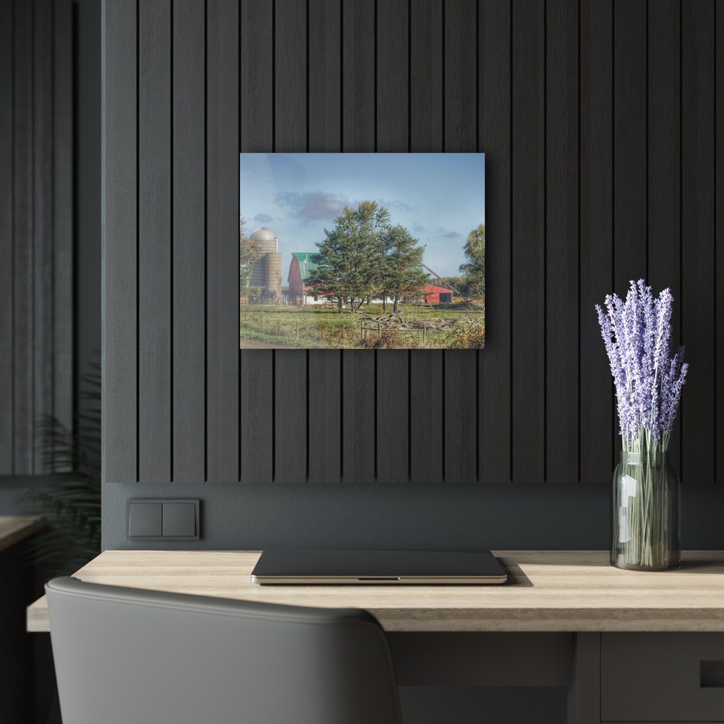 U R There Photography Croswell Wagner Road Red Rustic Farmhouse Acrylic Wall Print