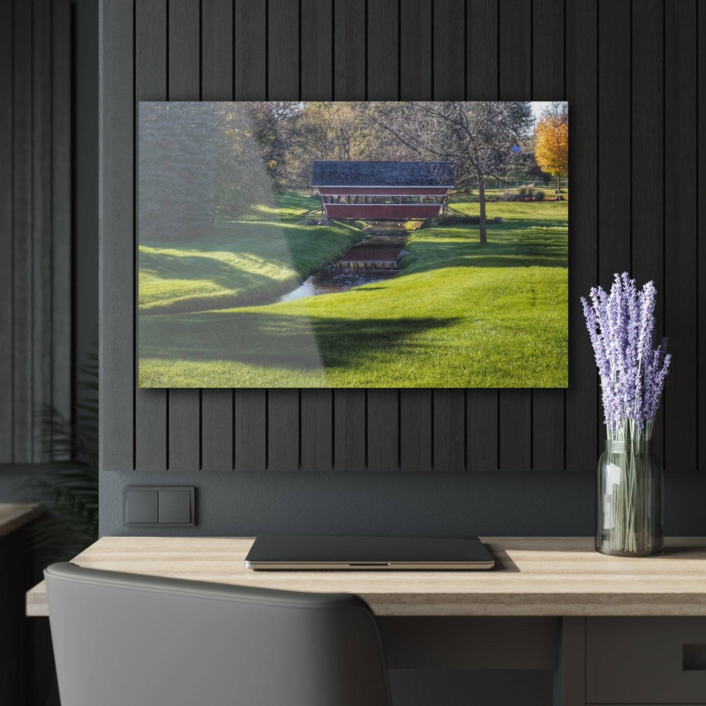 U R There Photography Hadley Covered Bridge I Rustic Farmhouse Acrylic Wall Print