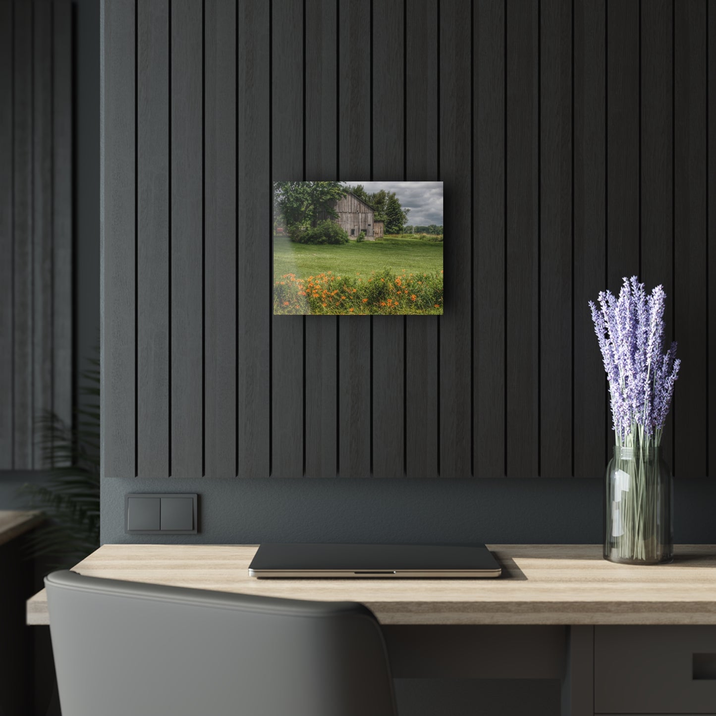 U R There Photography Millington Road Lilly Grey Rustic Farmhouse Acrylic Wall Print