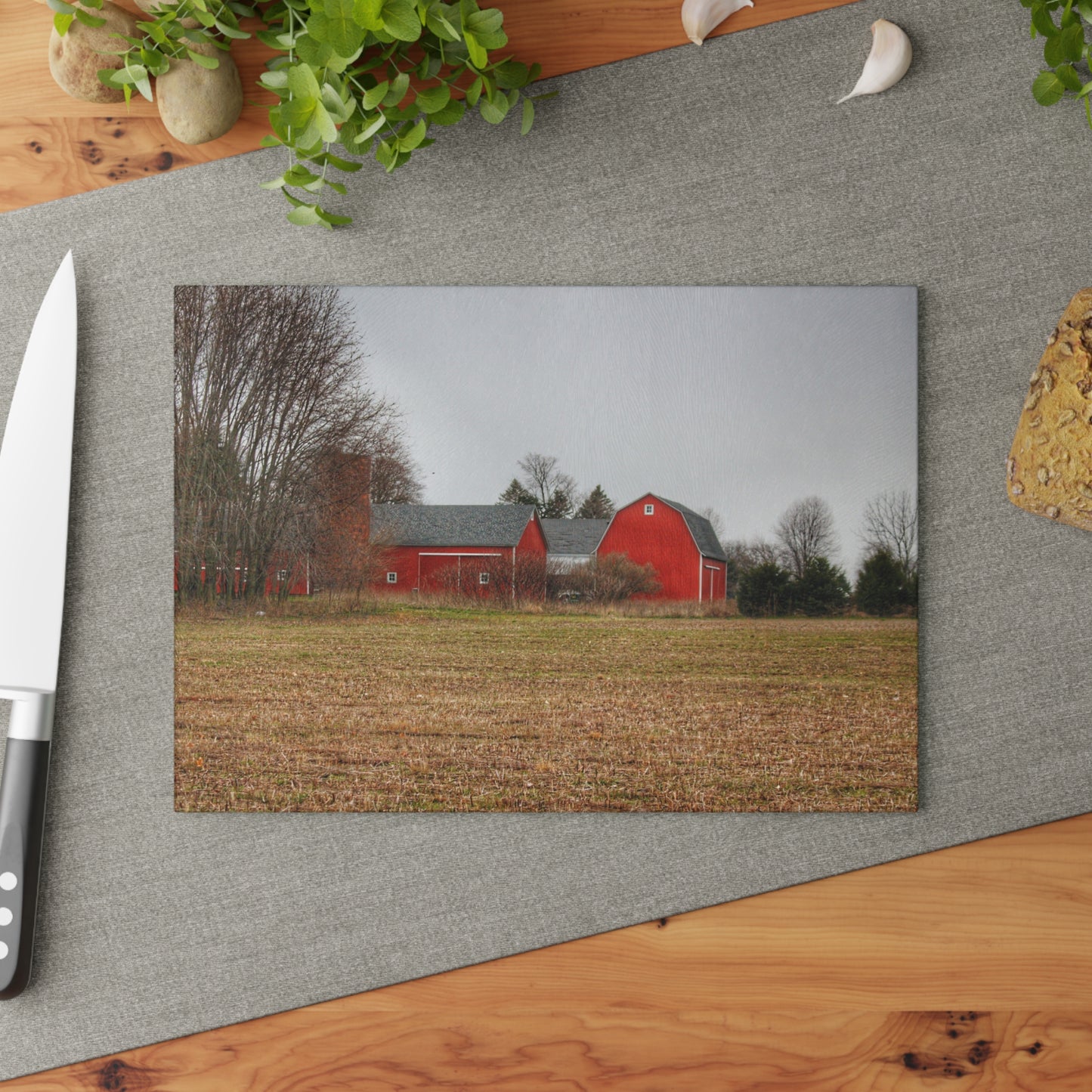 U R There Photography Kidder Road Reds Rustic Farmhouse Tempered-Glass Cutting Board