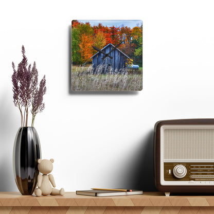 U R There Photography Beyond Church Road Little Grey Rustic Farmhouse Acrylic Analog Wall Clock