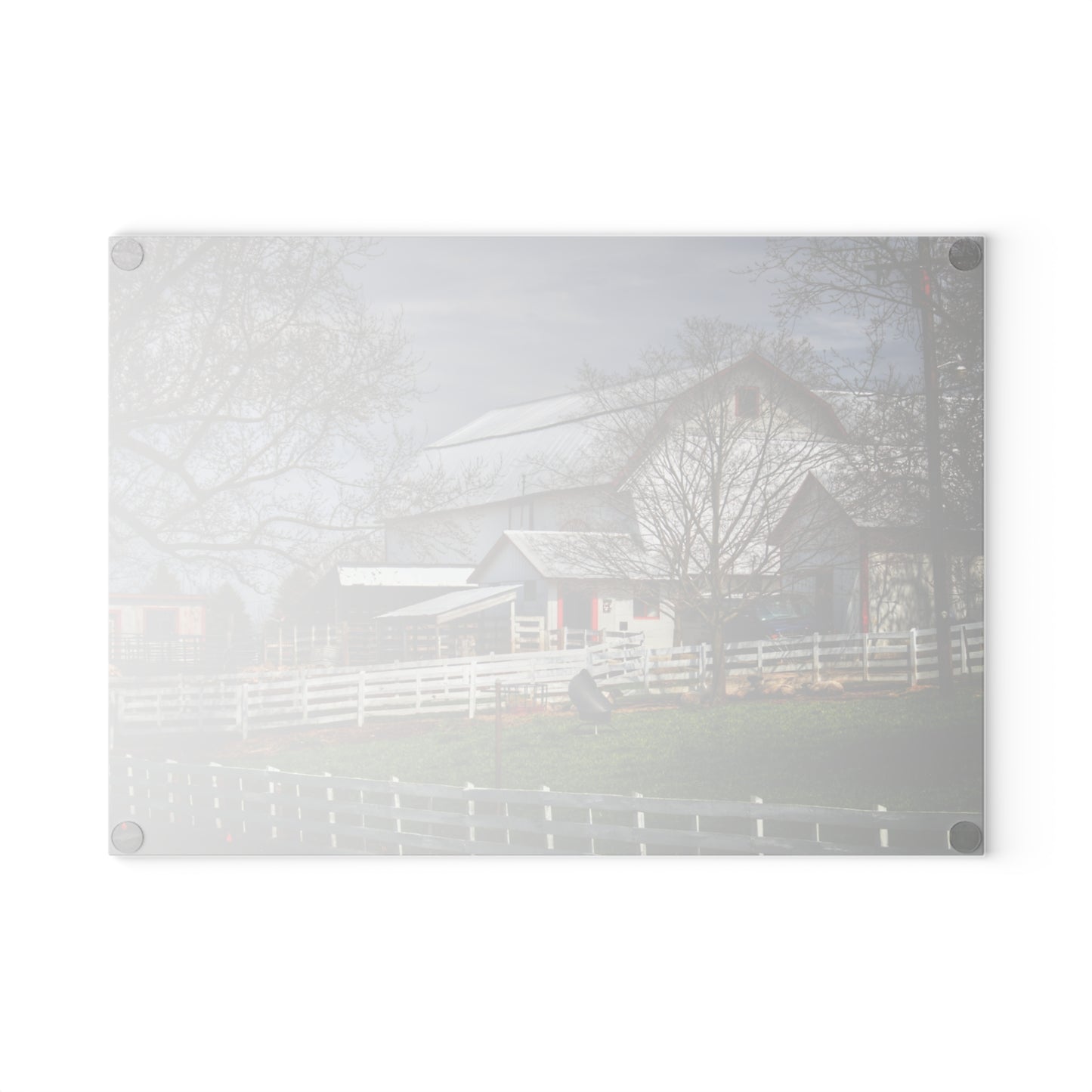 U R There Photography Henderson Whites Rustic Farmhouse Tempered-Glass Cutting Board