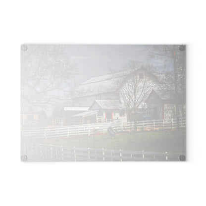 U R There Photography Henderson Whites Rustic Farmhouse Tempered-Glass Cutting Board