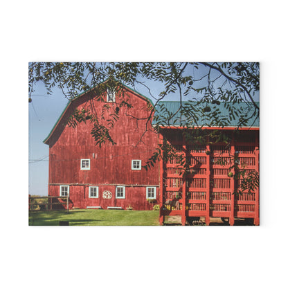 U R There Photography Gardner Road Red I Rustic Farmhouse Tempered-Glass Cutting Board