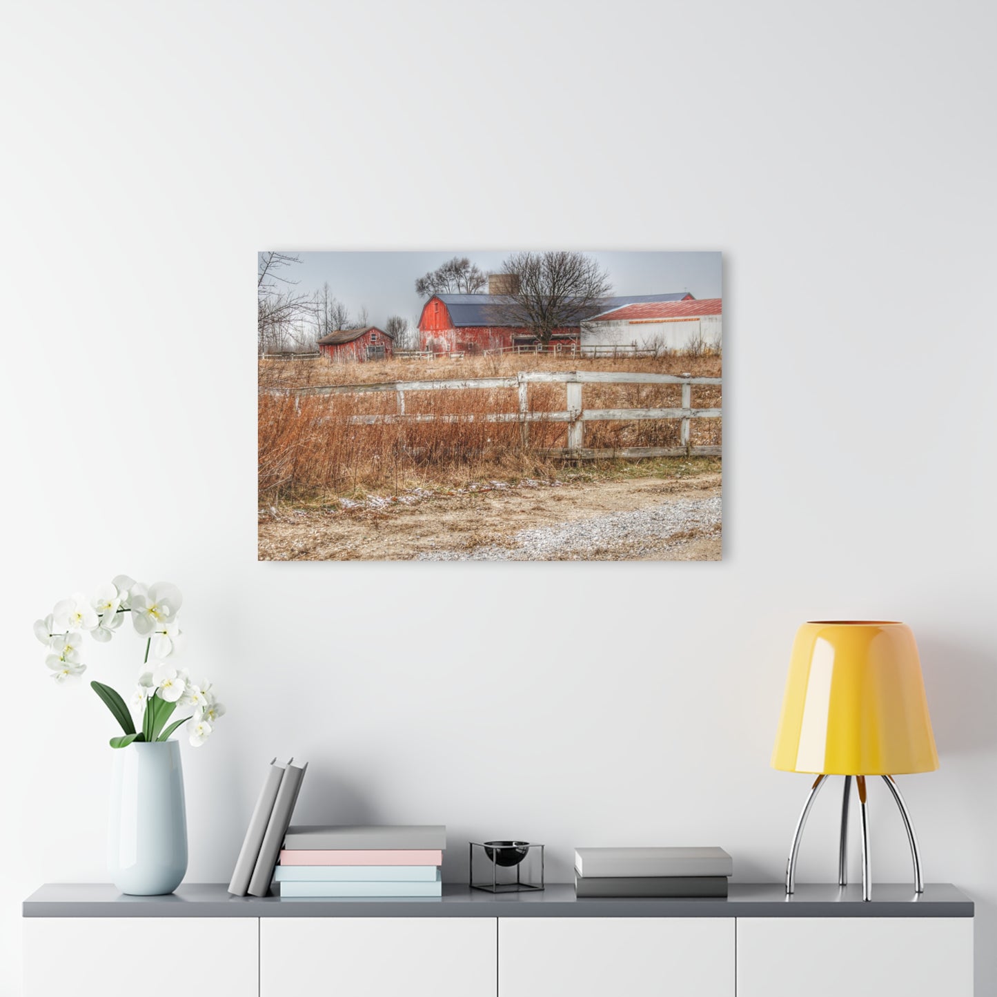 U R There Photography Mound Road Reds Rustic Farmhouse Acrylic Wall Print