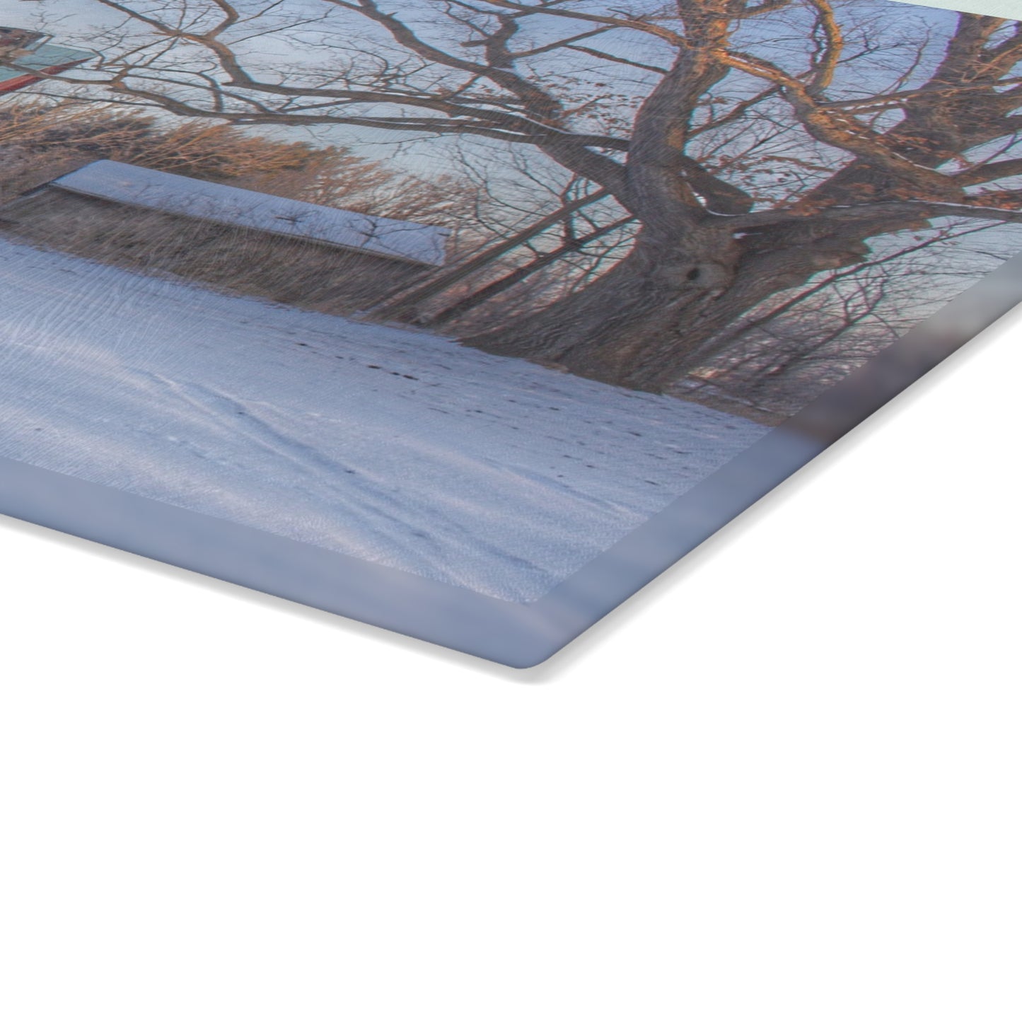 U R There Photography Webster Road Red I Rustic Farmhouse Tempered-Glass Cutting Board
