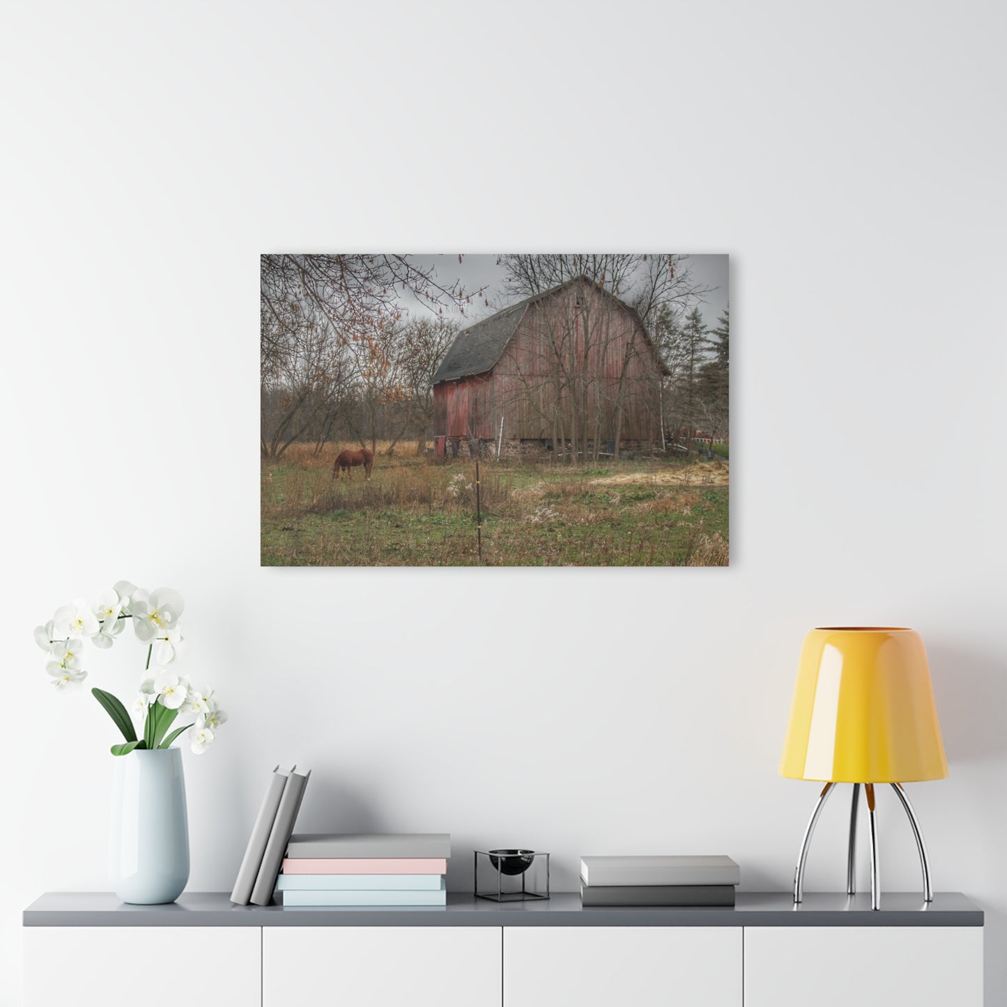 U R There Photography Blair Road Barn and Horse Rustic Farmhouse Acrylic Wall Print