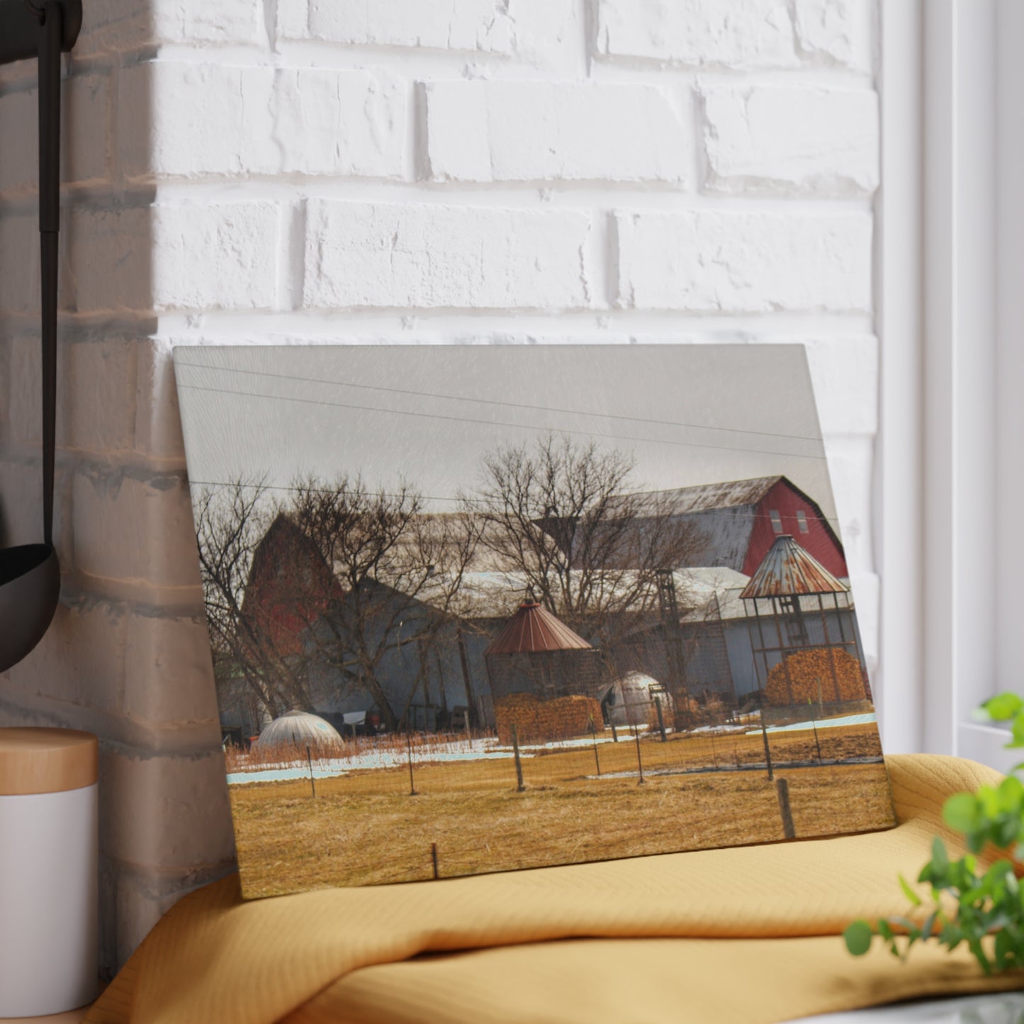 U R There Photography Hidden Red Rustic Farmhouse Tempered-Glass Cutting Board