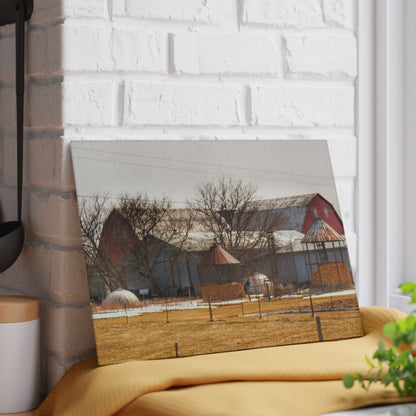 U R There Photography Hidden Red Rustic Farmhouse Tempered-Glass Cutting Board