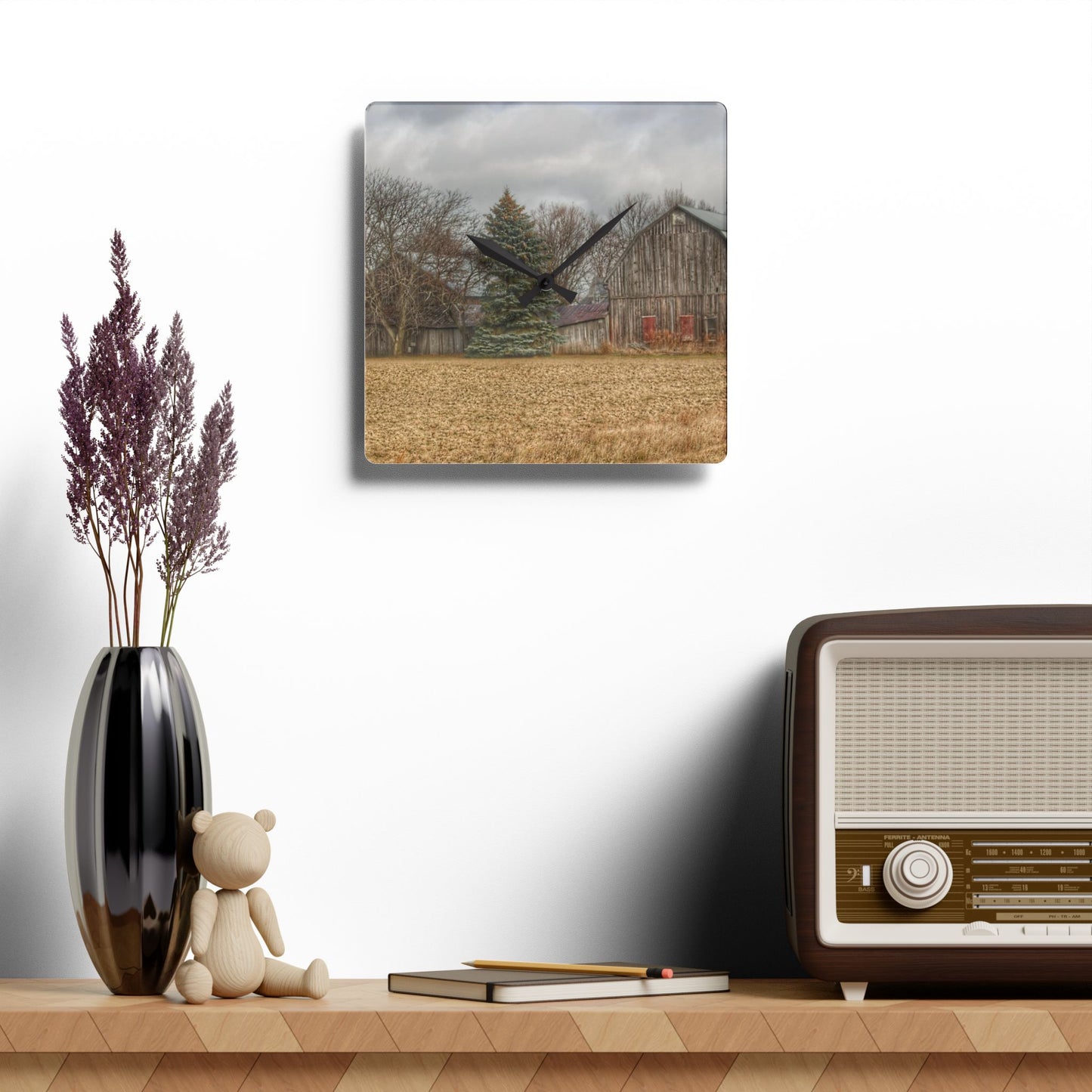 U R There Photography Frankenmuth Flint Street Farm Rustic Farmhouse Acrylic Analog Wall Clock