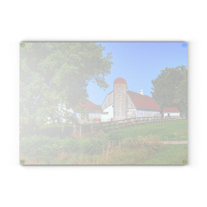 U R There Photography Vienna Roadside White Rustic Farmhouse Tempered-Glass Cutting Board