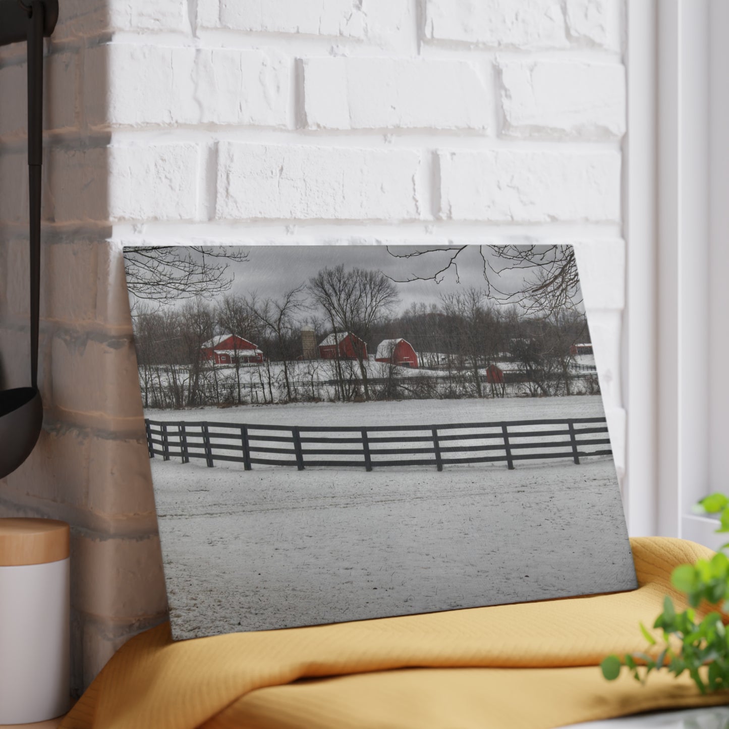 U R There Photography Barns of Barber Road II Rustic Farmhouse Tempered-Glass Cutting Board