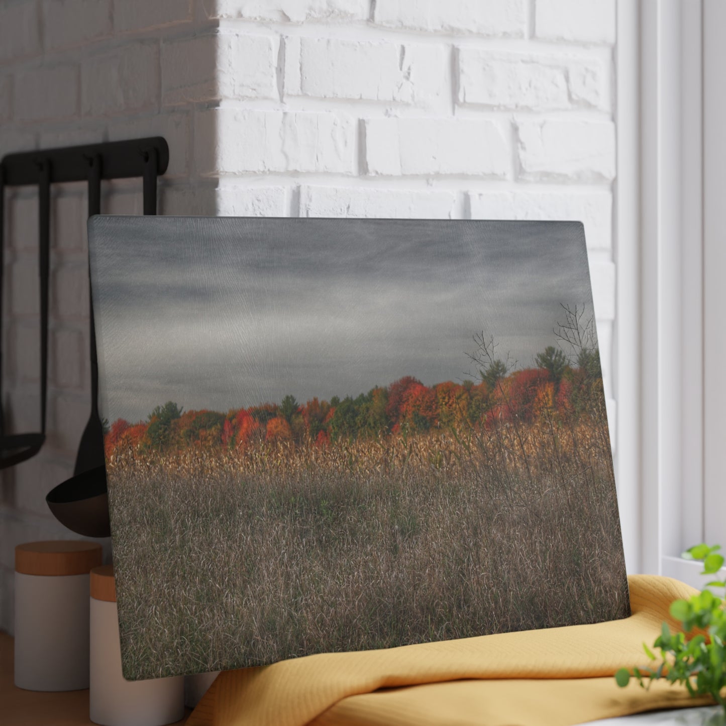 U R There Photography Fall on Murphy Lake V Rustic Farmhouse Tempered-Glass Cutting Board