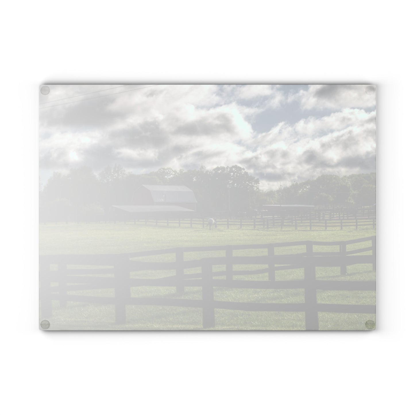 U R There Photography Hosner Road Farm Rustic Farmhouse Tempered-Glass Cutting Board