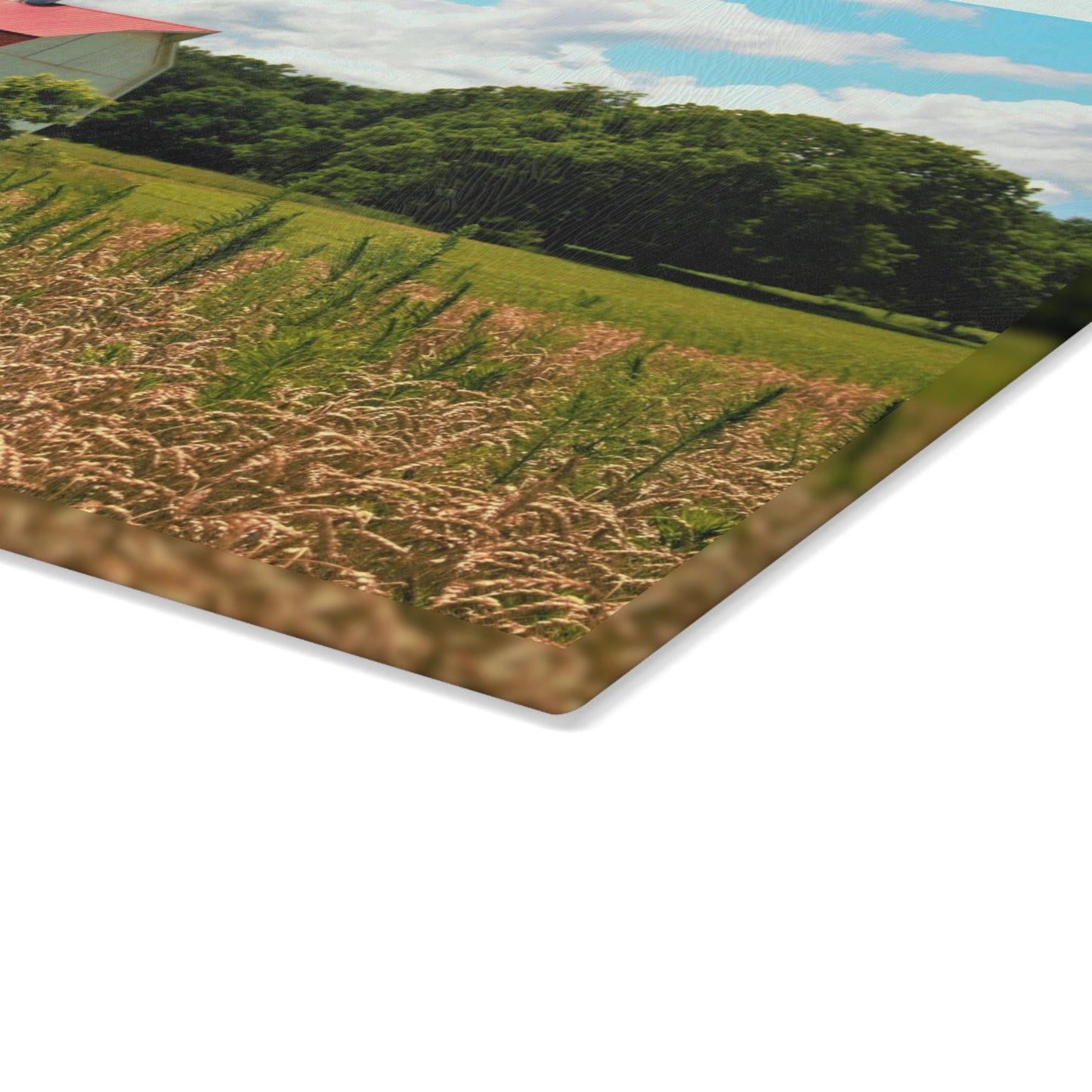 U R There Photography Northern White Rustic Farmhouse Tempered-Glass Cutting Board 8 "x 11"