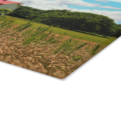 U R There Photography Northern White Rustic Farmhouse Tempered-Glass Cutting Board 8 "x 11"