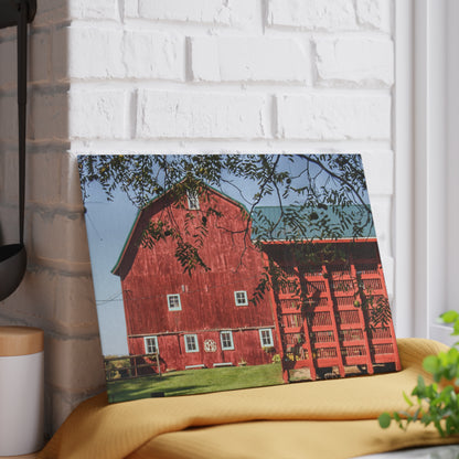 U R There Photography Gardner Road Red I Rustic Farmhouse Tempered-Glass Cutting Board