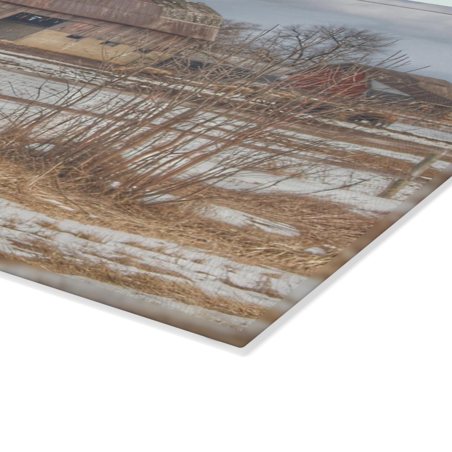U R There Photography Babcock Road Red Rustic Farmhouse Tempered-Glass Cutting Board