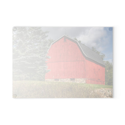 U R There Photography Oxford Baldwin Red Rustic Farmhouse Tempered-Glass Cutting Board