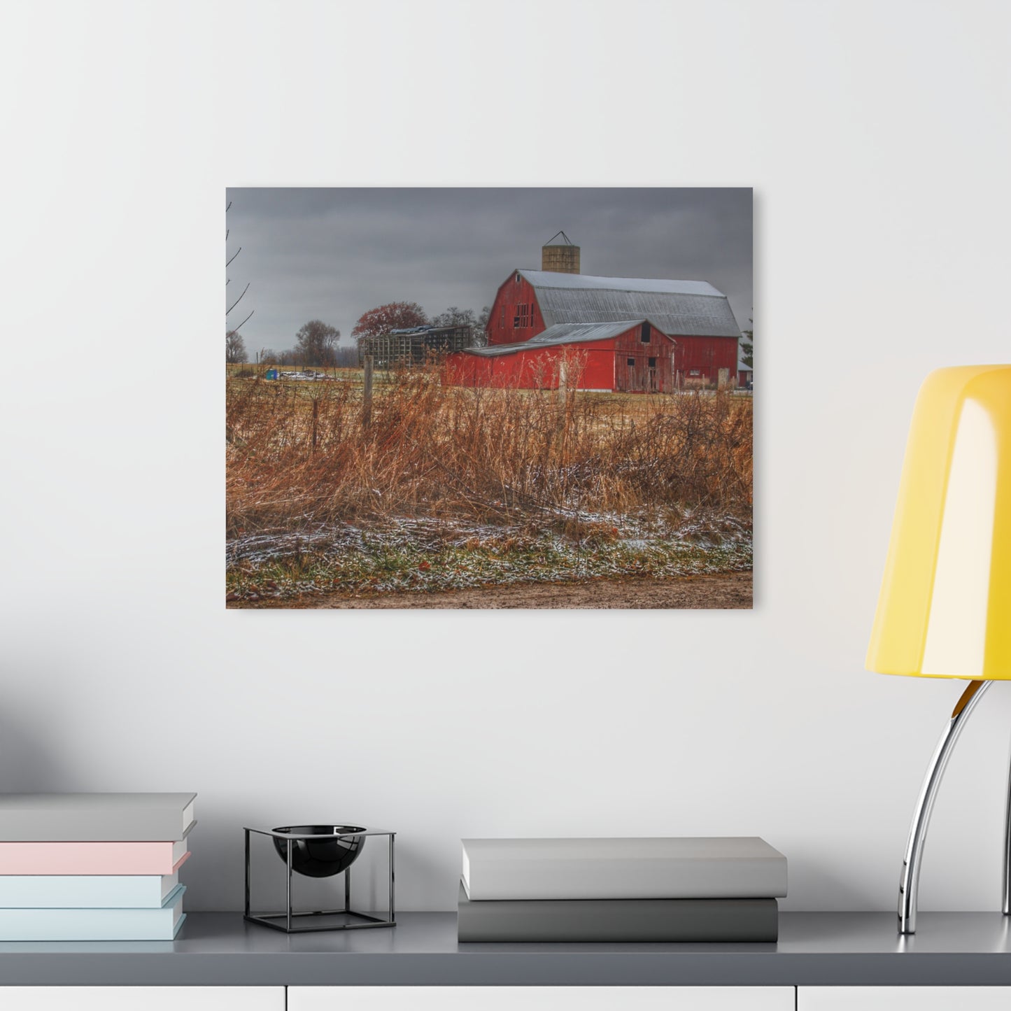U R There Photography Hough Road Reds Rustic Farmhouse Acrylic Wall Print