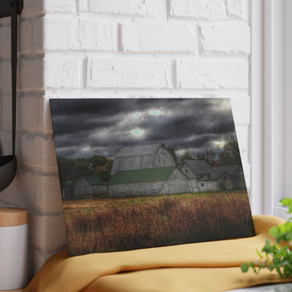 U R There Photography Farnsworth Road White Rustic Farmhouse Tempered-Glass Cutting Board