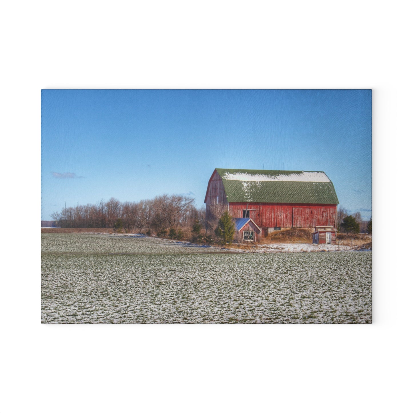 U R There Photography Early Spring Red II Rustic Farmhouse Tempered-Glass Cutting Board