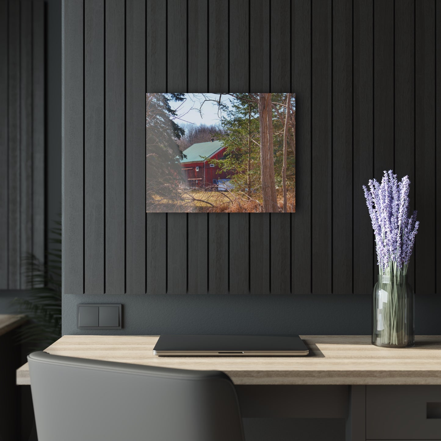 U R There Photography Bordman Road Hidden Red Rustic Farmhouse Acrylic Wall Print