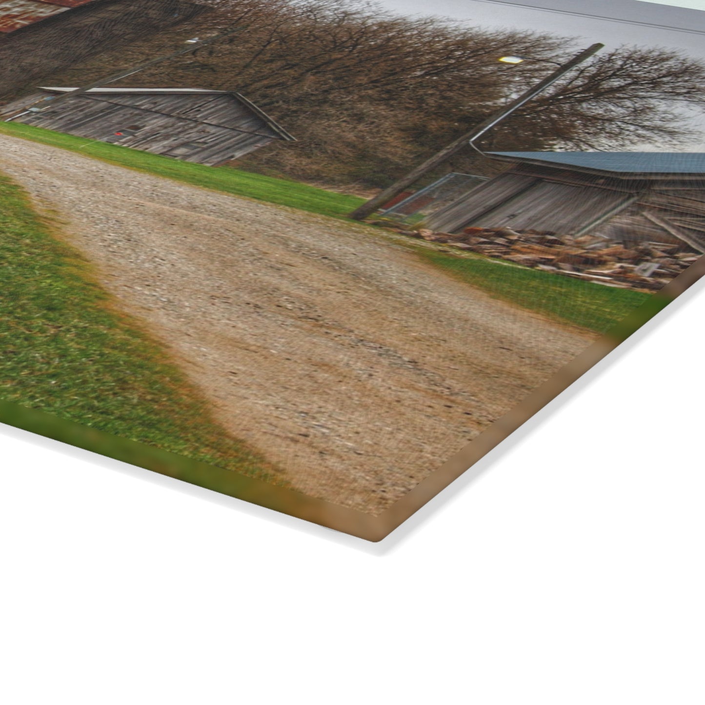 U R There Photography South Summers Road Rusted and Little Grey Rustic Farmhouse Tempered-Glass Cutting Board