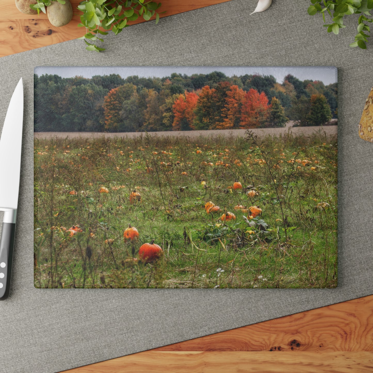 U R There Photography Once Upon a Time in a Pumpkin Patch Rustic Farmhouse Tempered-Glass Cutting Board