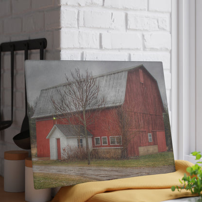 U R There Photography Bray Road Red II Rustic Farmhouse Tempered-Glass Cutting Board