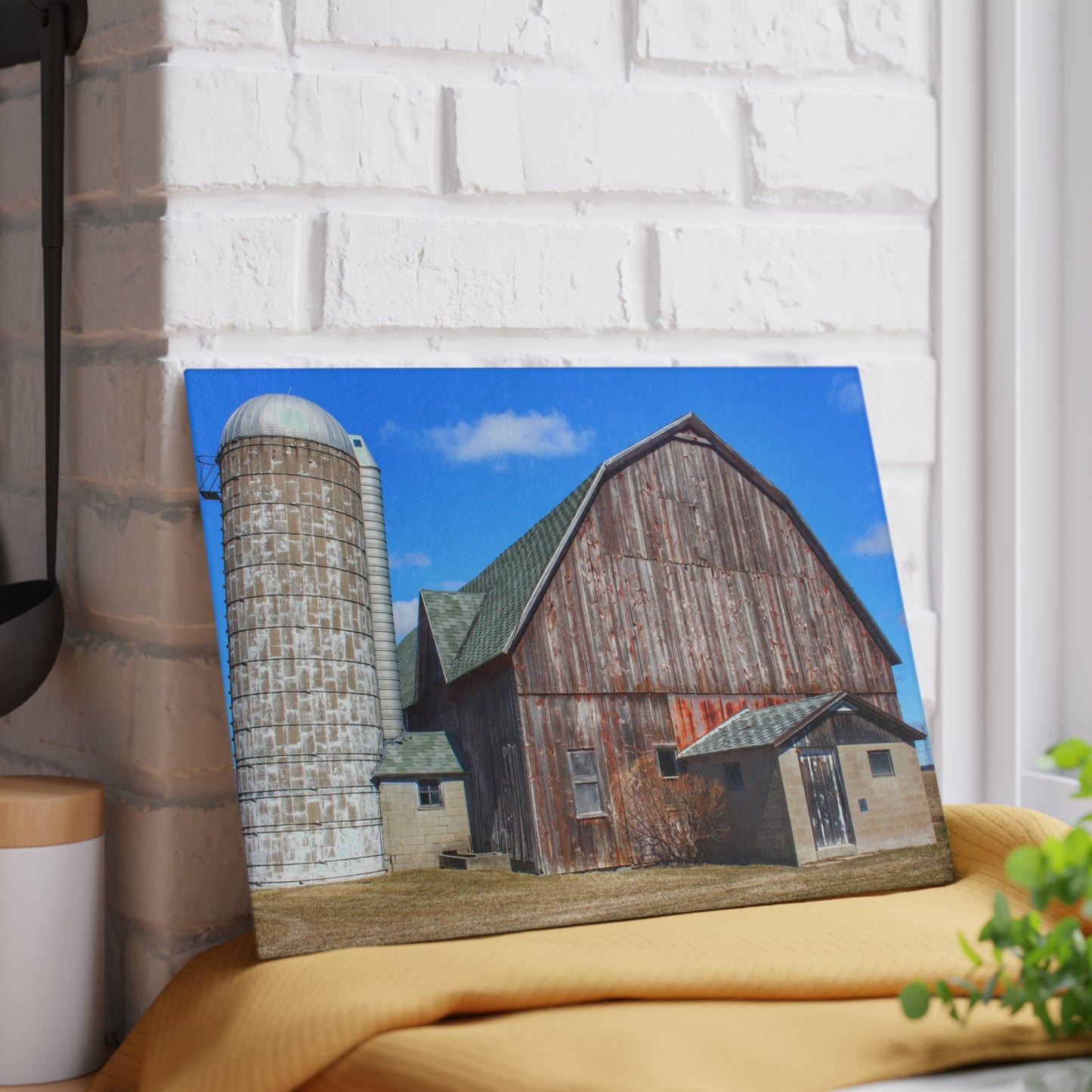 U R There Photography Roedel Road Red in Spring Rustic Farmhouse Tempered-Glass Cutting Board