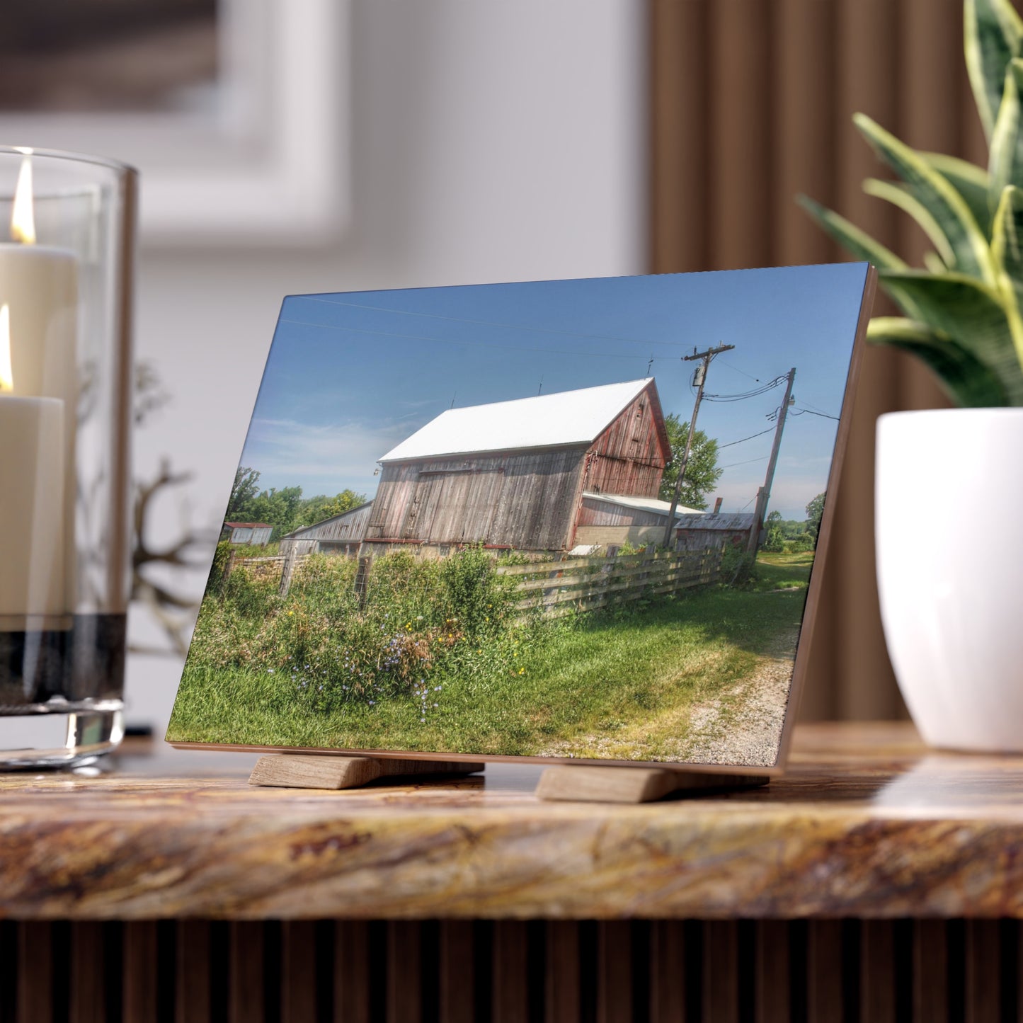 U R There Photography Castle Road Cow Barn I Rustic Farmhouse Decorative Ceramic Tile