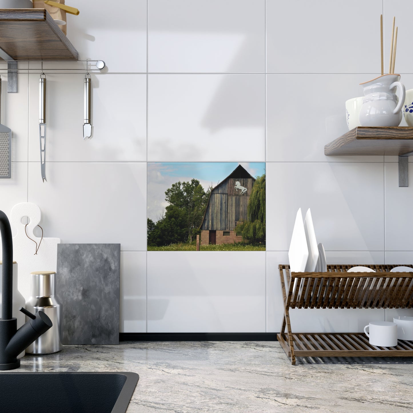 U R There Photography Hassler Lake Horse Barn Rustic Farmhouse Decorative Ceramic Tile