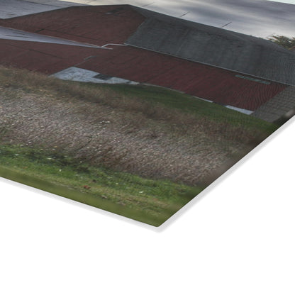 U R There Photography Brown City Red I Rustic Farmhouse Tempered-Glass Cutting Board
